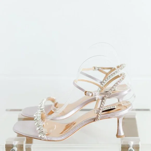 Badgley Mischka Kenya Lavender Satin Kitten Heel Women's 9.5 - Picture 12 of 14